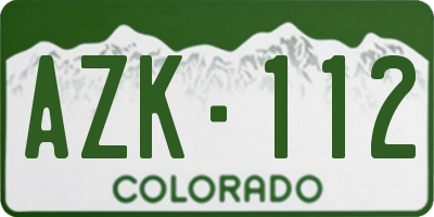 CO license plate AZK112