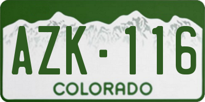 CO license plate AZK116