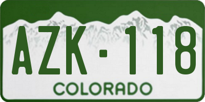 CO license plate AZK118
