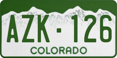 CO license plate AZK126