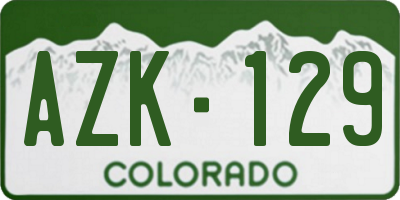 CO license plate AZK129