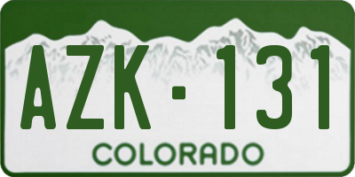 CO license plate AZK131