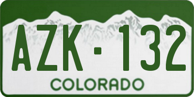 CO license plate AZK132