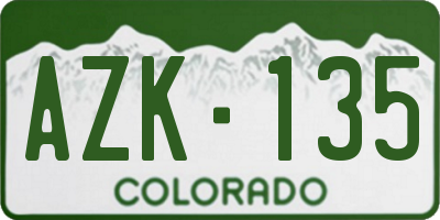 CO license plate AZK135
