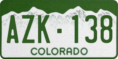 CO license plate AZK138