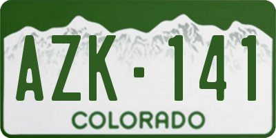 CO license plate AZK141