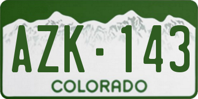 CO license plate AZK143