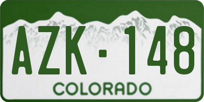 CO license plate AZK148