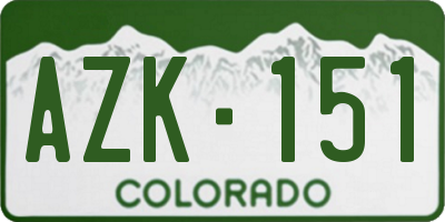 CO license plate AZK151