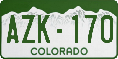 CO license plate AZK170