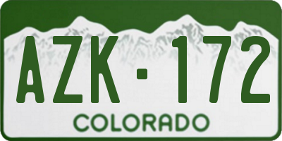 CO license plate AZK172
