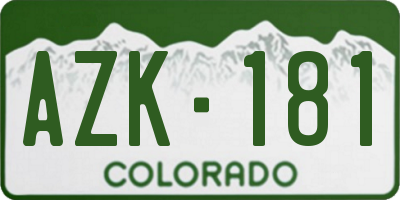 CO license plate AZK181
