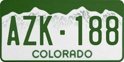 CO license plate AZK188