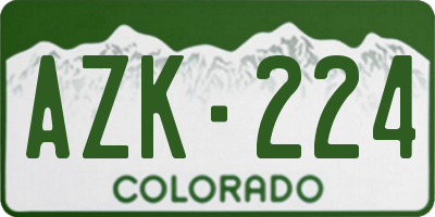 CO license plate AZK224