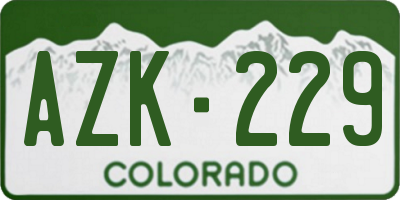 CO license plate AZK229