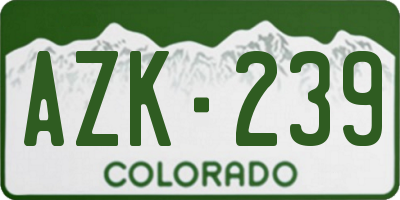 CO license plate AZK239