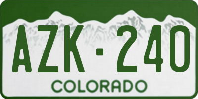CO license plate AZK240