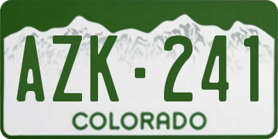 CO license plate AZK241