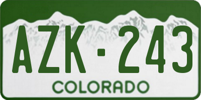 CO license plate AZK243