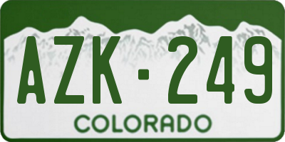 CO license plate AZK249