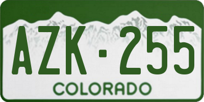 CO license plate AZK255