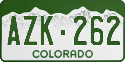 CO license plate AZK262