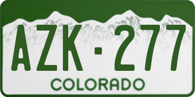 CO license plate AZK277