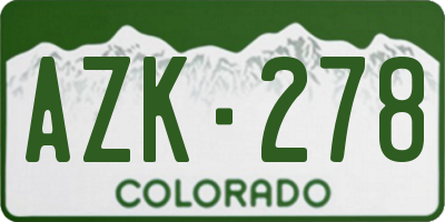 CO license plate AZK278