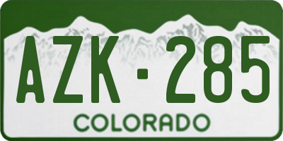 CO license plate AZK285