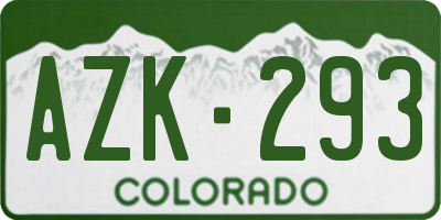 CO license plate AZK293