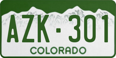 CO license plate AZK301