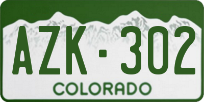 CO license plate AZK302