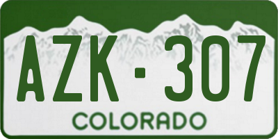 CO license plate AZK307