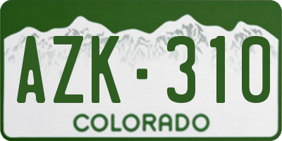 CO license plate AZK310