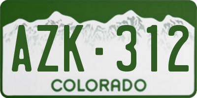 CO license plate AZK312