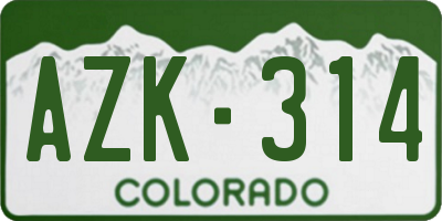 CO license plate AZK314