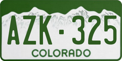 CO license plate AZK325