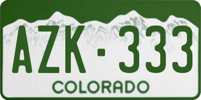 CO license plate AZK333