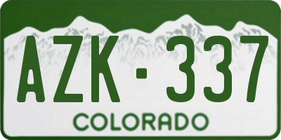 CO license plate AZK337