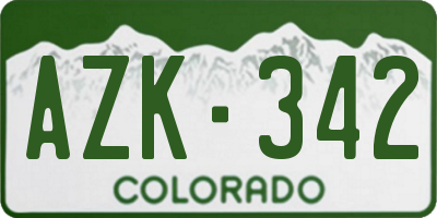 CO license plate AZK342