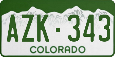 CO license plate AZK343