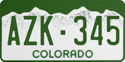 CO license plate AZK345