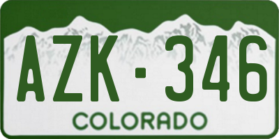 CO license plate AZK346