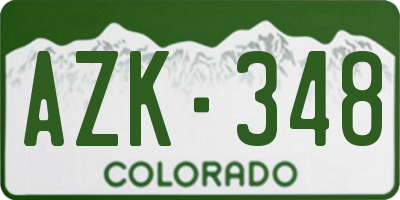 CO license plate AZK348