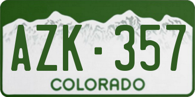 CO license plate AZK357