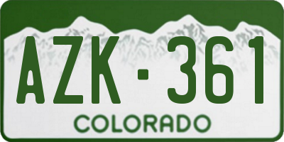 CO license plate AZK361