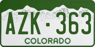 CO license plate AZK363