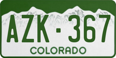 CO license plate AZK367