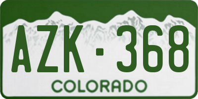 CO license plate AZK368