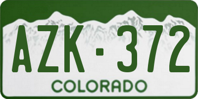 CO license plate AZK372